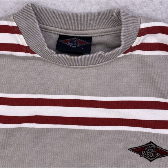 Bear SURF Boards Size Large Sweat Shirt Stripes Logo 1990's  Vintage Y2K FLAWS - Picture 8 of 15